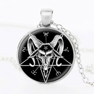 Skull Goat of Mendes Inverted Pentagram Pendant & Necklace