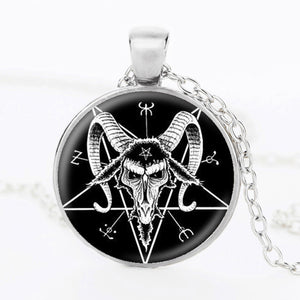 Skull Goat of Mendes Inverted Pentagram Pendant & Necklace